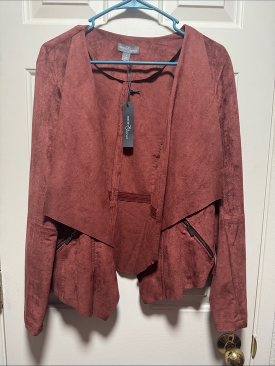 Market & Spruce Jackets & Blazers - Market & Spruce Rust-Tone Draped Faux Suede Jacket